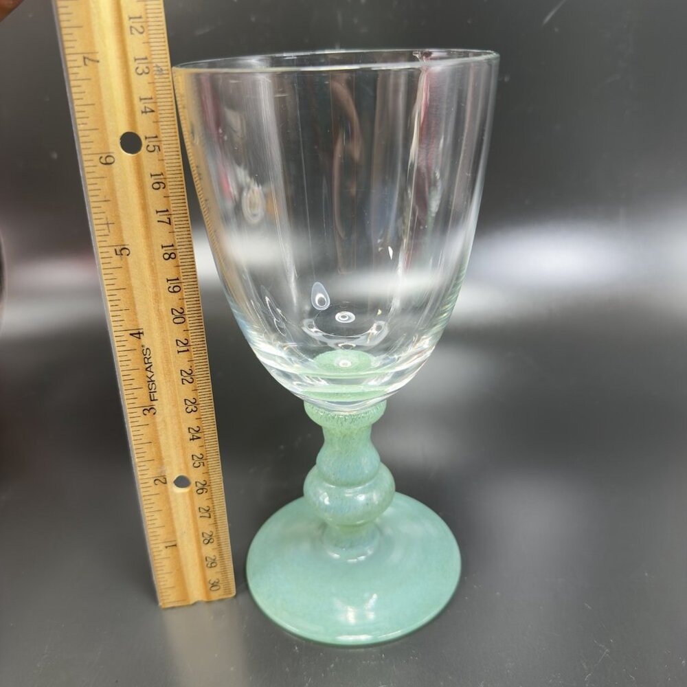 Villeroy And Boch Isabelle Green Dark Jade Crystal Claret Wine Glasses Set 2 VTG - Picture 4 of 11